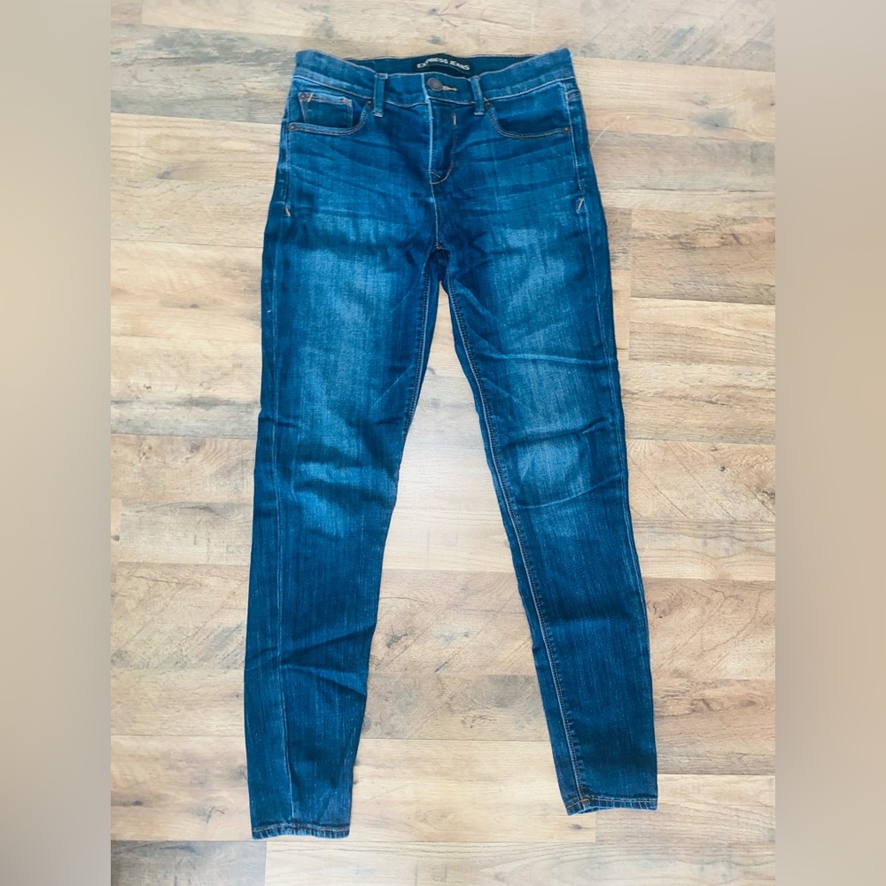 Express Jeans Womens Legging Mid Rise Blue Size 2 stretch Denim